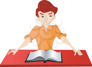Royalty Free Clipart Image of a Boy Reading a Book