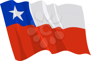 Royalty Free Clipart Image of a Cartoon of the Flag of Chile