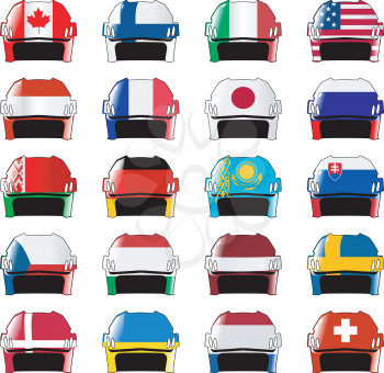 Royalty Free Clipart Image of a Hockey Helmet in National Colors