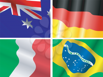 Royalty Free Clipart Image of a Cartoon Set of Various International Flags