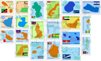 Royalty Free Clipart Image of a Set of Various Country Stamps