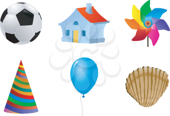 Royalty Free Clipart Image of a Set of Toys