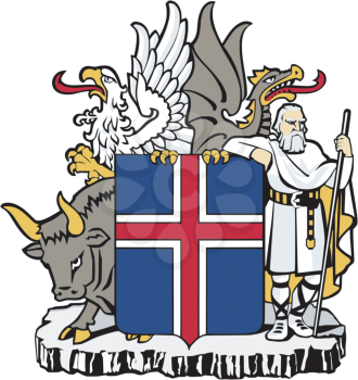 An image of the national coat of arms of Iceland