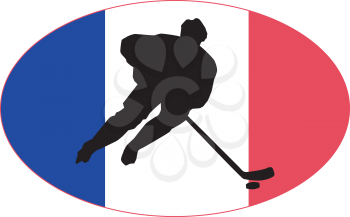 hockey player on background of flag of France