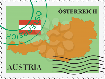 Image of stamp with map and flag of Austria