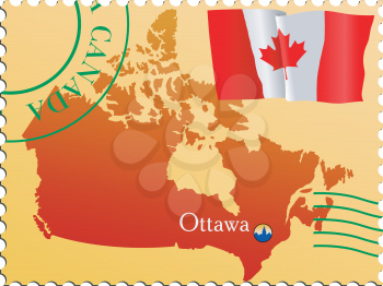 Vector stamp with an image of map of Canada