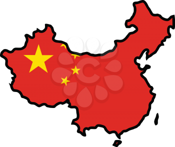 An illustration of map with flag of China