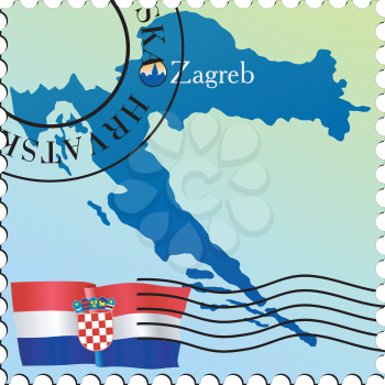 Vector stamp with an image of map of Croatia