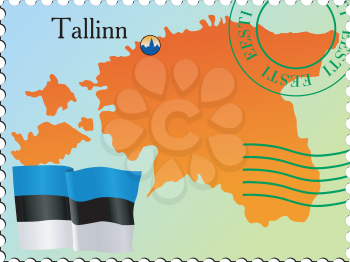 Vector stamp with an image of map of Estonia