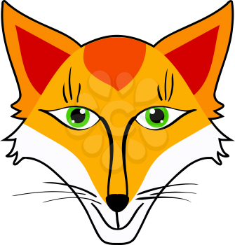 Cartoon vector illustration of head of sly fox