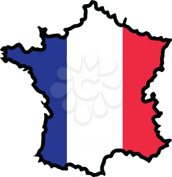 An illustration of map with flag of France