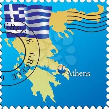 Vector stamp with an image of map of Greece
