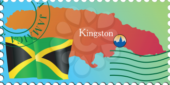 Vector stamp with an image of map of Jamaica