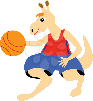An image with a cute character. Kangaroo with ball