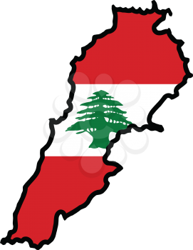 An illustration of map with flag of Lebanon
