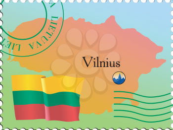 Vector stamp with an image of map of Lithuania