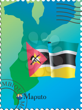 Vector stamp with an image of map of Mozambique