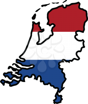 An illustration of map with flag of Netherlands