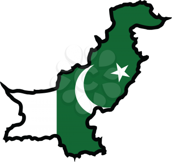 An illustration of map with flag of Pakistan