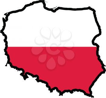 An illustration of map with flag of Poland