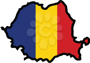 An illustration of map with flag of Romania