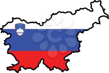 An illustration of map with flag of Slovenia
