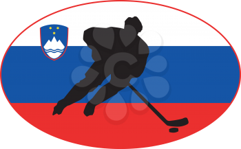 hockey player on background of flag of Slovenia
