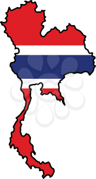An illustration of map with flag of Thailand