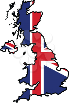 An illustration of map with flag of UK