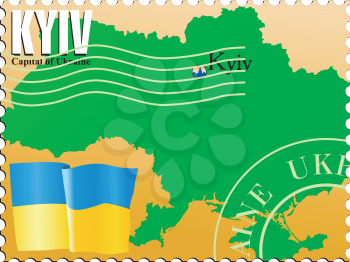 Vector stamp with an image of map of Ukraine