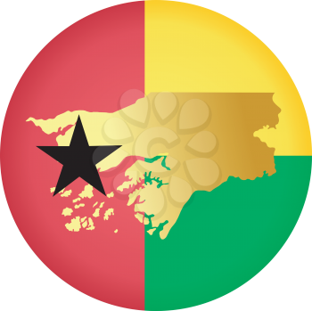An illustration with button in national colours of Guinea-Bissau