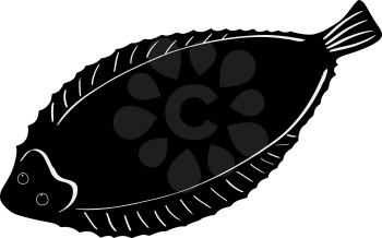 silhouette of the flatfish on white background