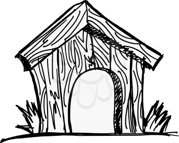 Wooden dog house on the white background