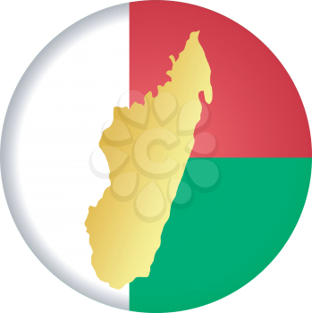 An illustration with button in national colours of Madagascar