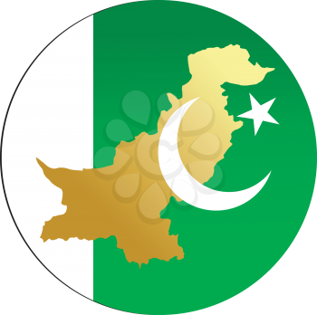 An illustration with button in national colours of Pakistan