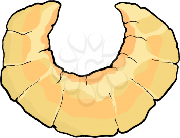 hand drawn, vector illustration of a croissant