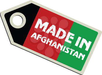 vector illustration of label with flag of Afghanistan