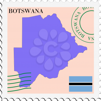 Image of stamp with map and flag of Botswana