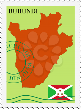 Image of stamp with map and flag of Burundi