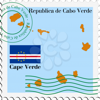 Image of stamp with map and flag of Cape Verde