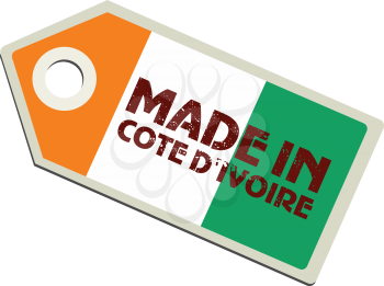 vector illustration of label with flag of Cote d'Ivoire
