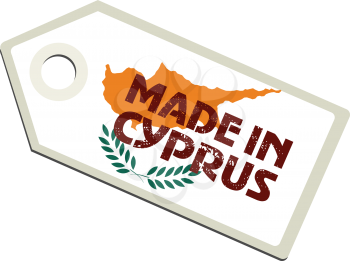 vector illustration of label with flag of Cyprus