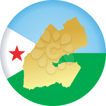 An illustration with button in national colours of Djibouti