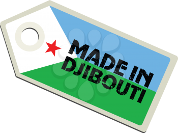 vector illustration of label with flag of Djibouti