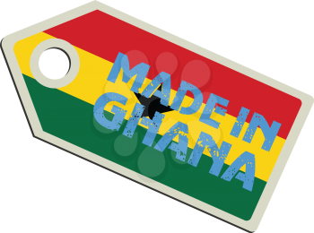 vector illustration of label with flag of Ghana