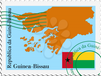 Image of stamp with map and flag of Guinea Bissau