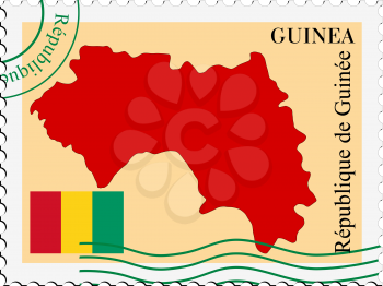 Image of stamp with map and flag of Guinea