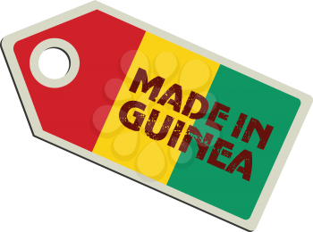 vector illustration of label with flag of Guinea