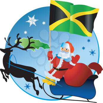 Santa Claus with flag of Jamaica