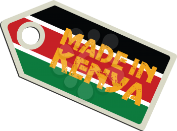 vector illustration of label with flag of Kenya